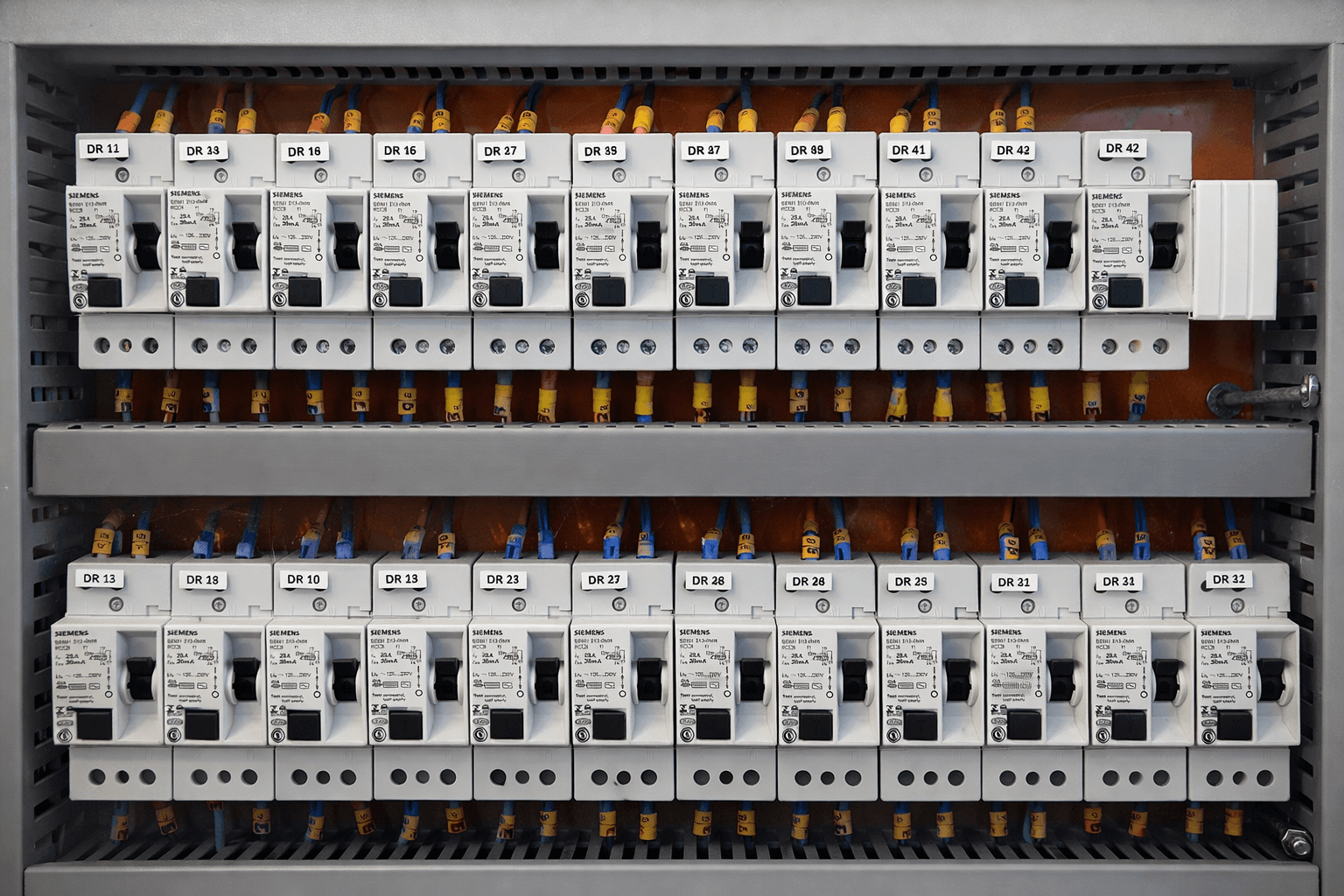 Painel elétrico de distribuição instalado